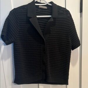 Everlane Black Ribbed Button Down Shirt